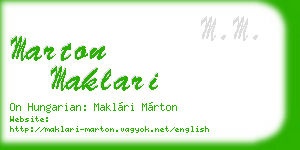 marton maklari business card