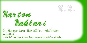 marton maklari business card